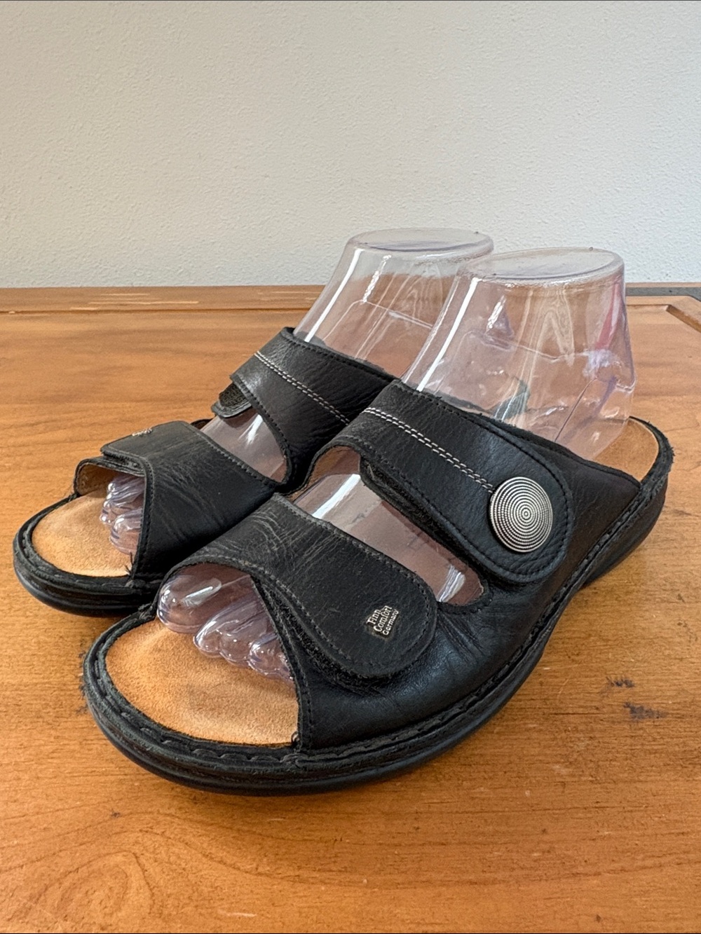 Finn Comfort Made in Germany Leather Slide Sandals w/Adjustable Straps Size 38